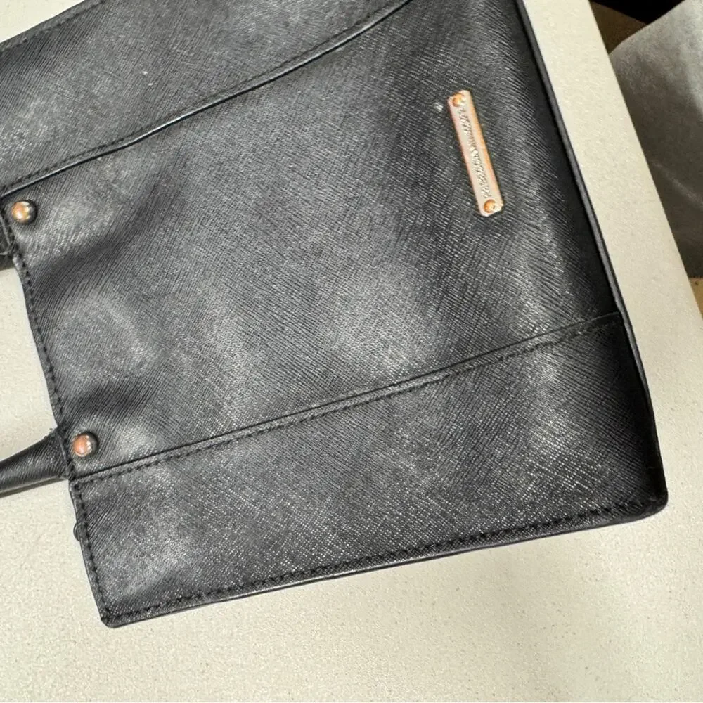 Rebecca Minkoff Black Leather Mini Handbag Tote Purse Classic Small Preppy